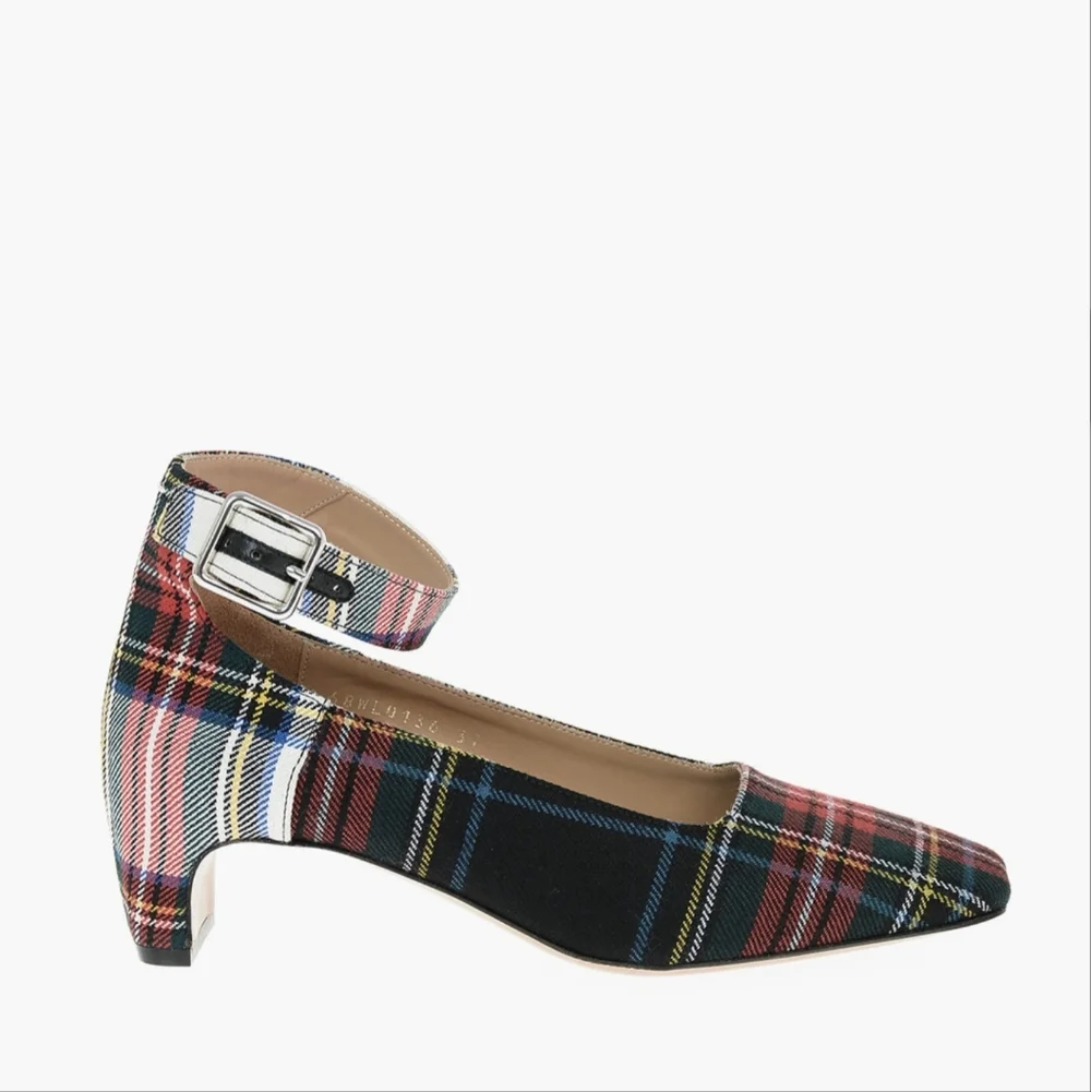 NWB Maison Margiela MM22 6cm Tartan Checked Ankle-Strap Pumps